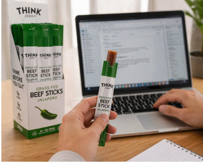 Think Jerky, Original/Jalapeno Beef Sticks 1.0 Ounce Sticks, Pack of 20