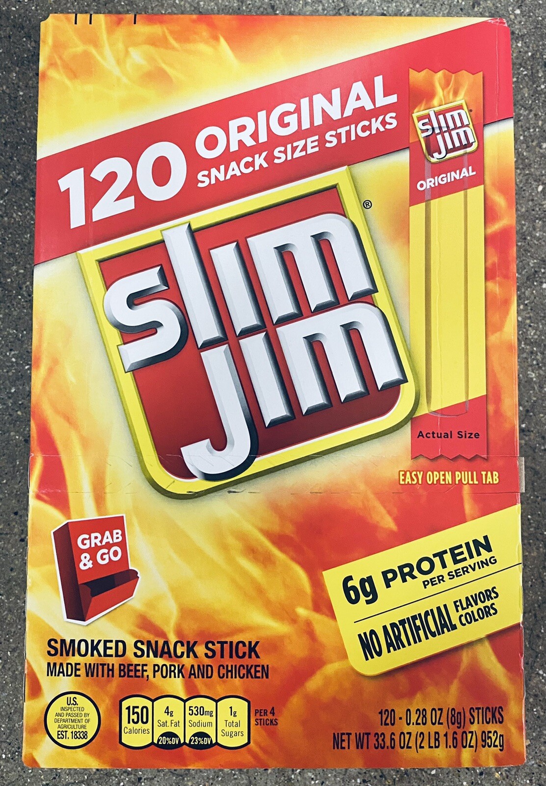 Slim Jim Original Snack Size Smoked Meat Sticks ( 120 ct ) FREE SHIPPING