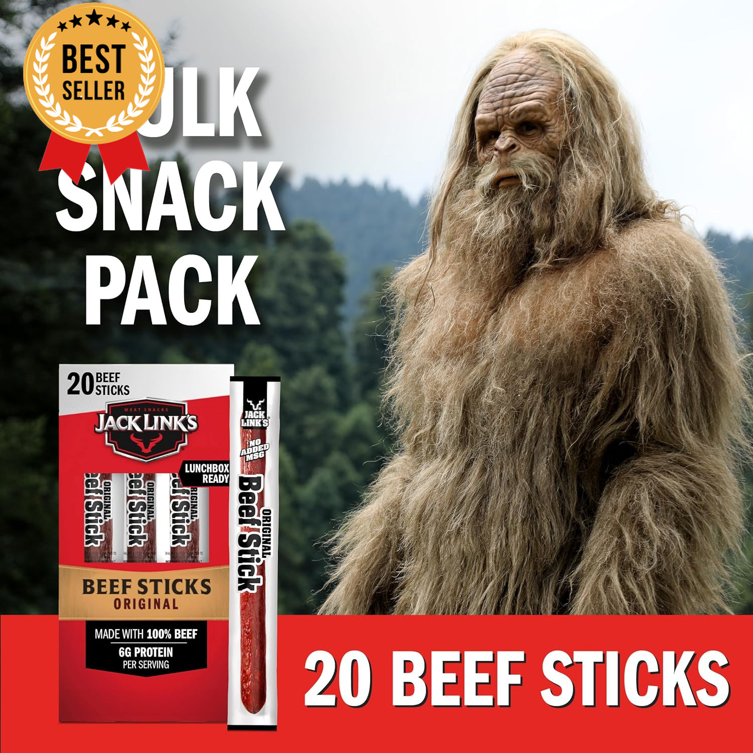 20x Original Beef Sticks 0.92oz Keto Snack 6g Protein Each 100% Beef Wrapped