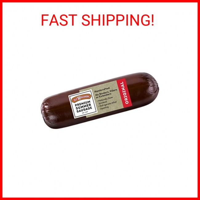 Old Wisconsin Premium Summer Sausage, 100% Natural Meat, Charcuterie, 8 Ounce