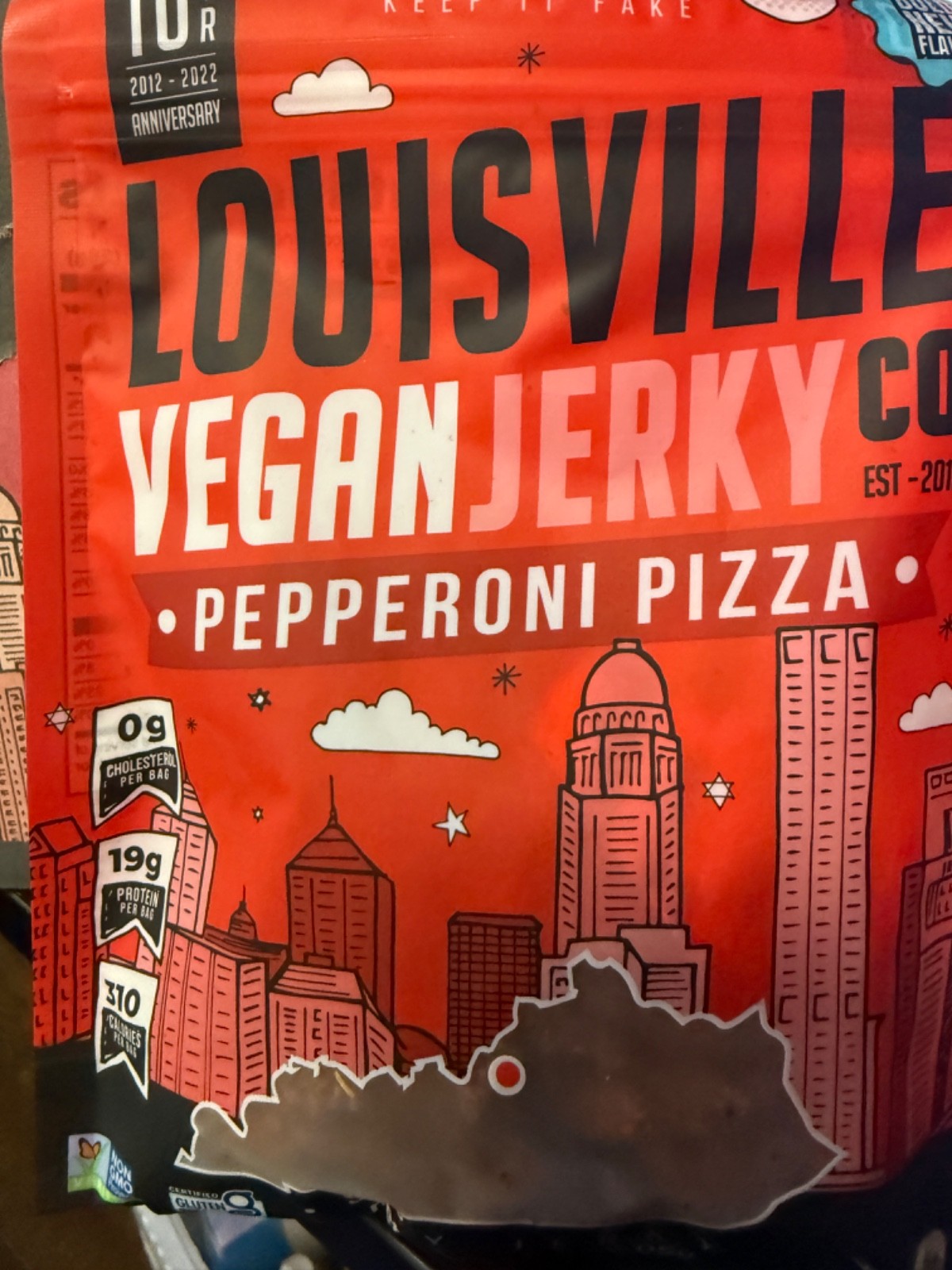 Louisville Vegan Jerky Pepperoni Pizza 10 Bag Plant Based Meatless Snack 7 /2027