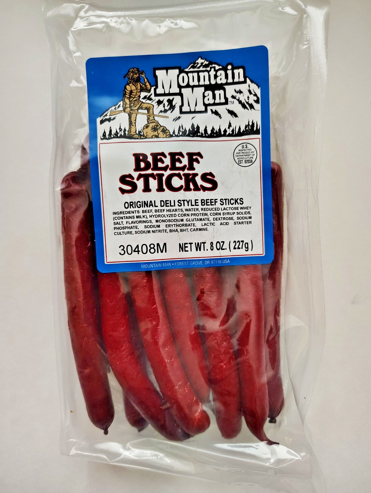 Mountain Man Original Deli Beef Sticks, 8oz, BB 7/2027, Lot of 4
