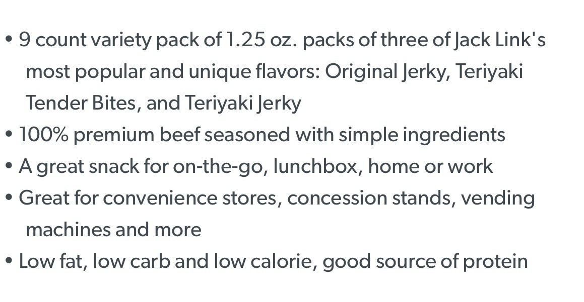 Jack Links Beef Jerky Variety 9 pack ( Teriyaki / Original / Tender Bites )