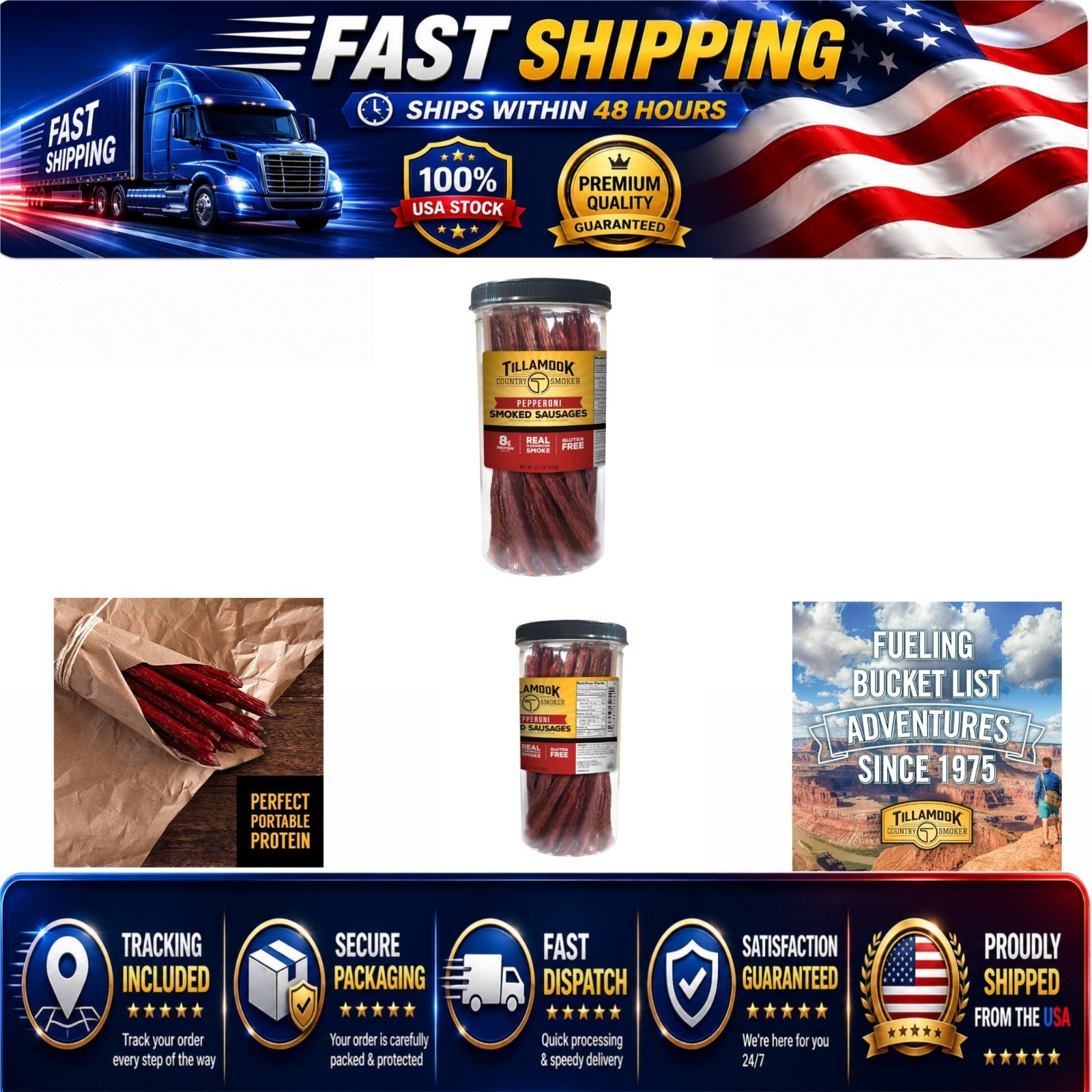 Tillamook Country Smoker Pepperoni Sausages 15.2 Oz Jar | Keto Snack