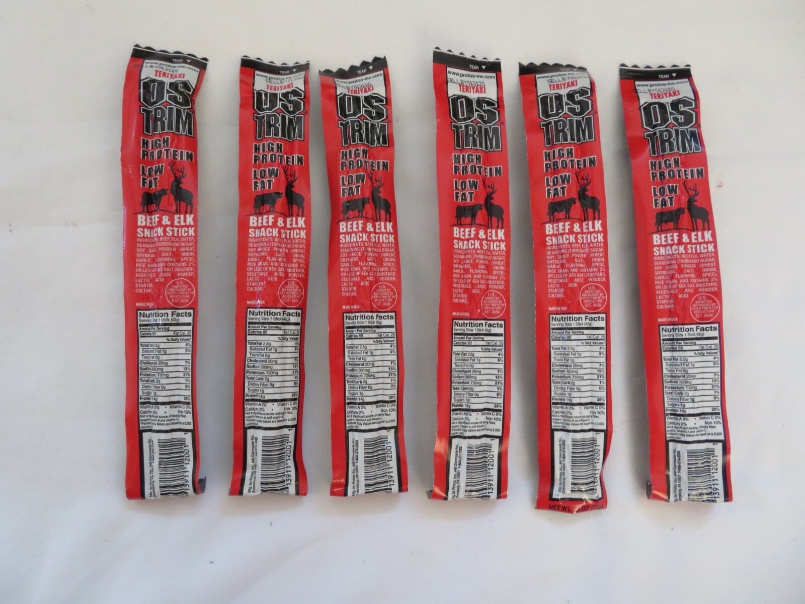 (6) OSTRIM High Protein Beef & Elk Snack Stick Teriyaki Flavor 1.5 Oz Each #3