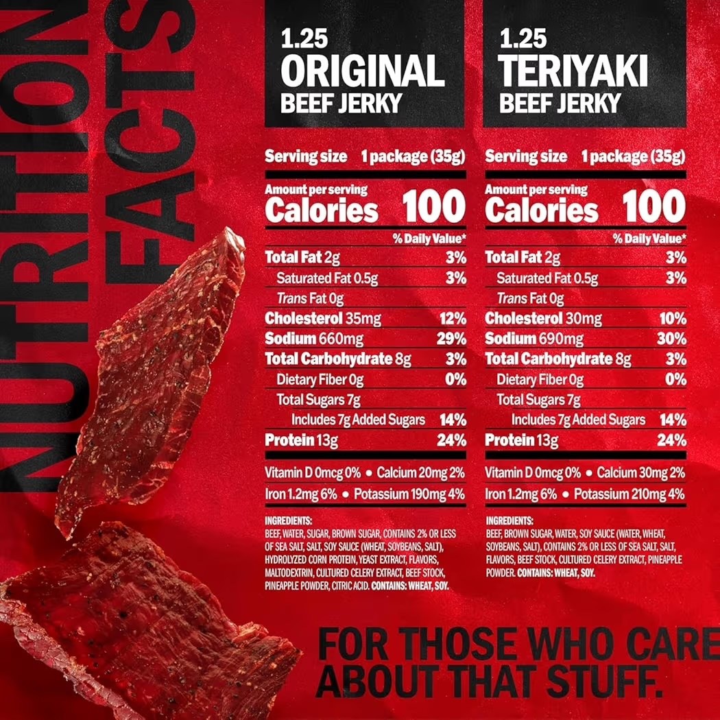 Beef Jerky Variety Pack – Original and Teriyaki – (9 Pack) 1.25 oz Bag – Ready t