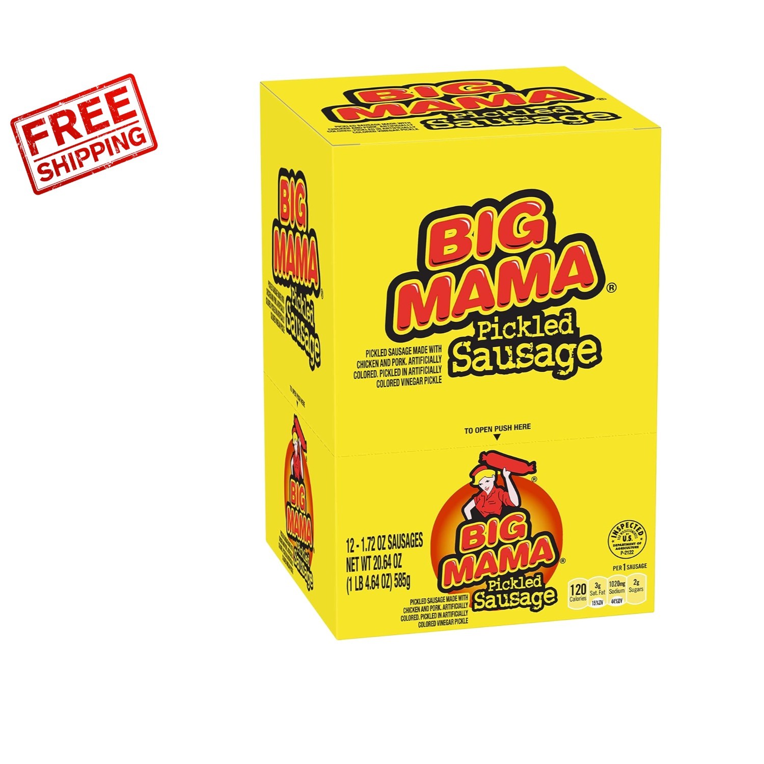 Big Mama Pickled Sausages – 2.4 Oz Each, 12 Pack Savory Snack for Keto Lovers