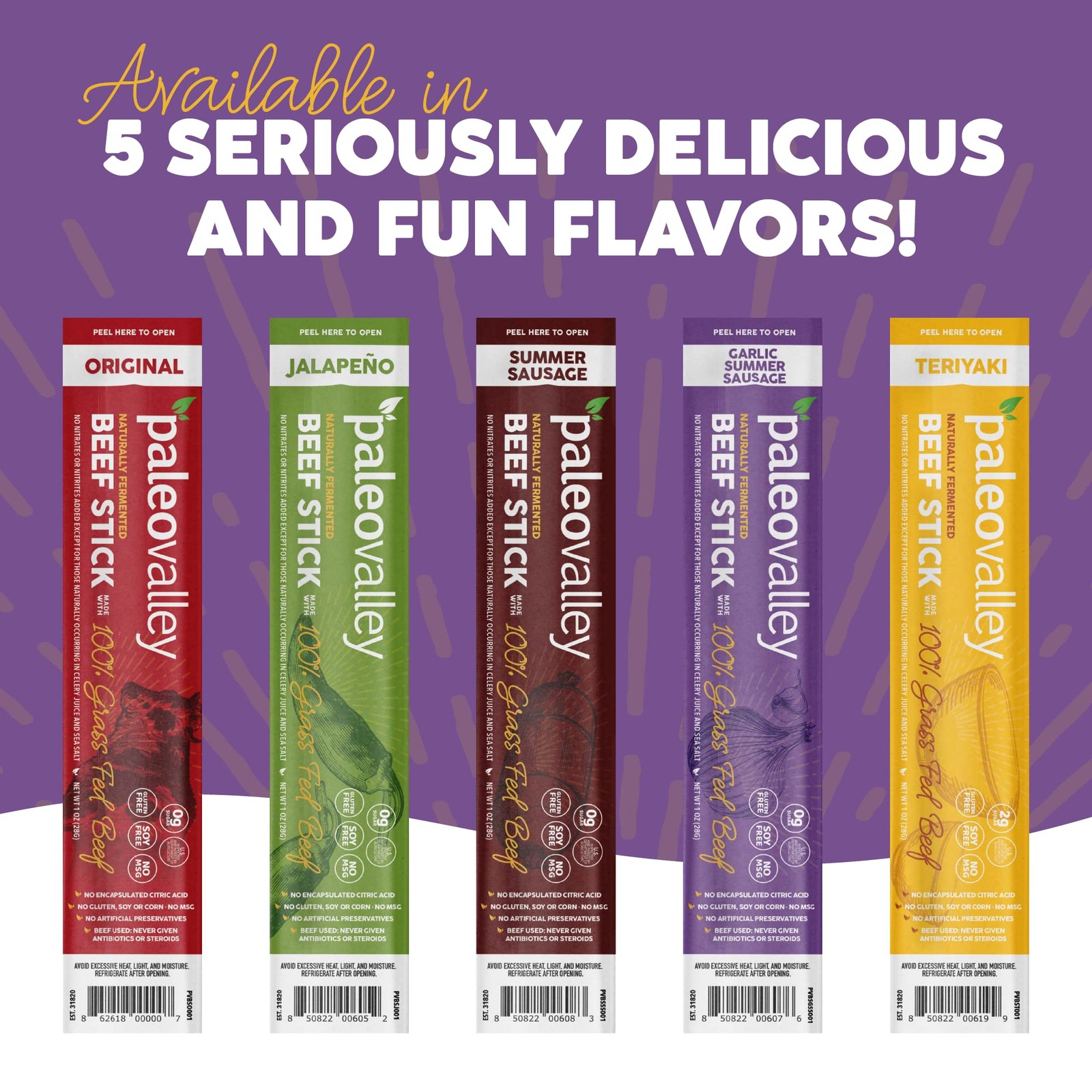 Paleovalley 100% Grass Fed Garlic Summer Sausage Beef Sticks – Delicious Gluten