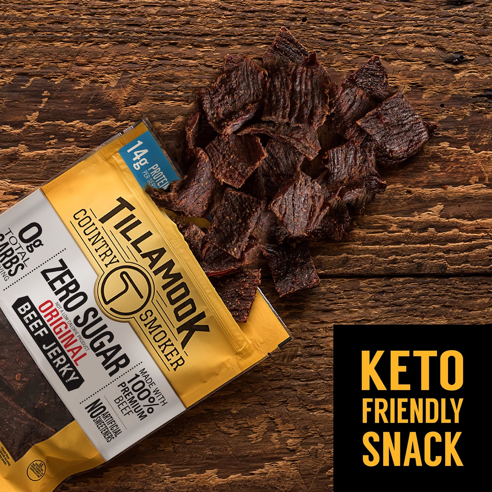 Tillamook Country Smoker Zero Sugar Original Beef Jerky Sticks, 6.5 Oz, Pack of