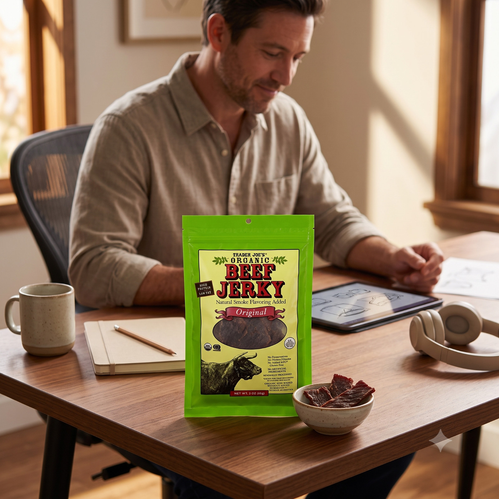 4 Pack Trader Joe’s Organic Beef Jerky Original Flavor 3 oz