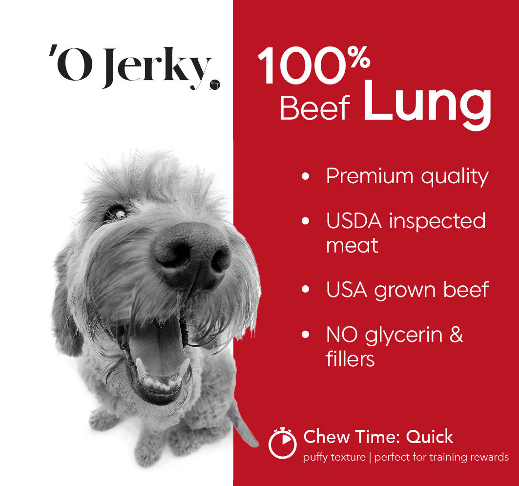 ‘O Jerky 100% Beef Lung for Dogs, Single Ingredient, Sourced & Made in USA 4oz