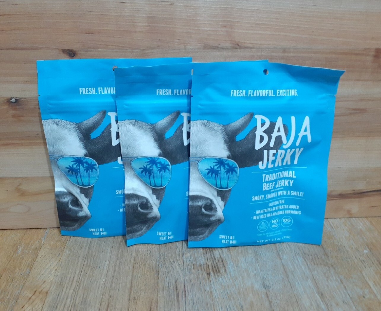 3 BAGS: BAJA Jerky Traditional BEEF Jerky 2.5oz GLUTEN FREE NO NITRATES NO MSG