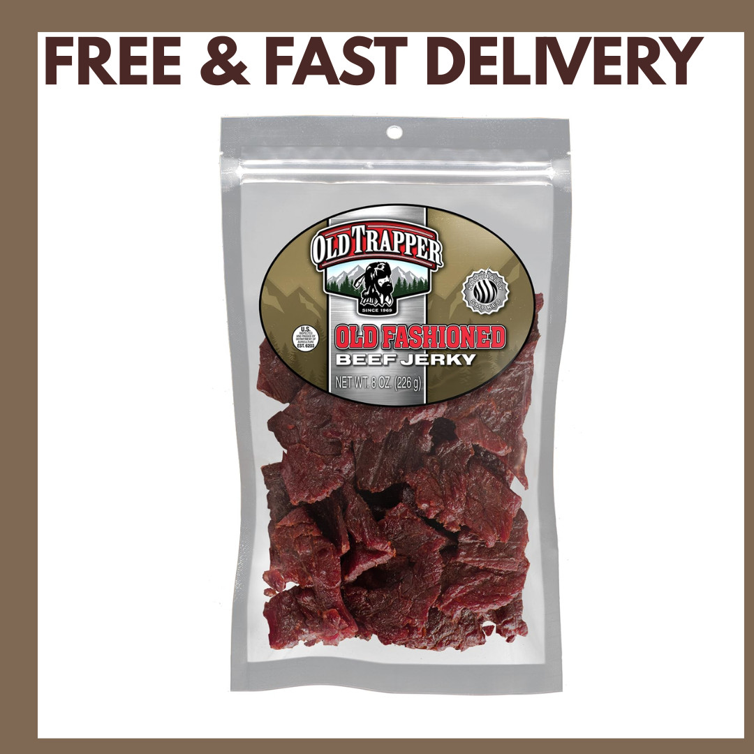 Old Trapper Beef Jerky, Old-Fashioned 8 Ounce Bag, Tender Meat 70 Calories per