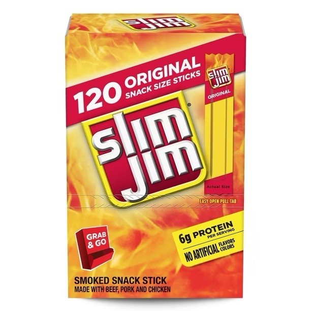 Slim Jim Snack Sized Smoked Meat Sticks Original Flavor 120 x 0.28 EXP 08/2026