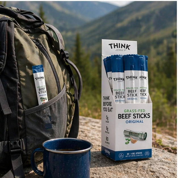 Think Jerky, Original/Jalapeno Beef Sticks 1.0 Ounce Sticks, Pack of 20