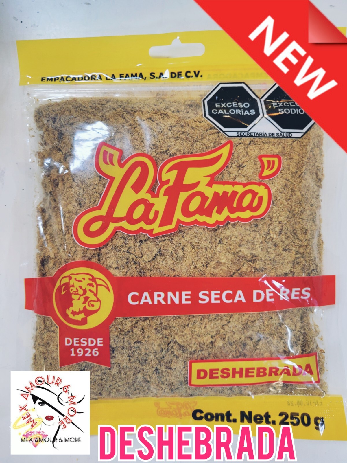 2X LA FAMA MACHACADO CARNE SECA DE RES DESHEBRADA BEEF JERKEY 250g Since 1926 🚚