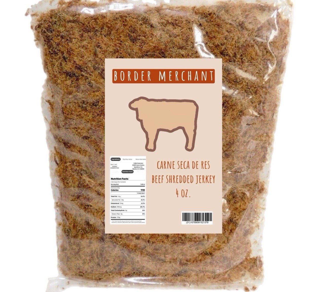 Machacado Carne Seca De Res Beef Shredded Jerkey From Mexico Apodaca N.L. 4 oz