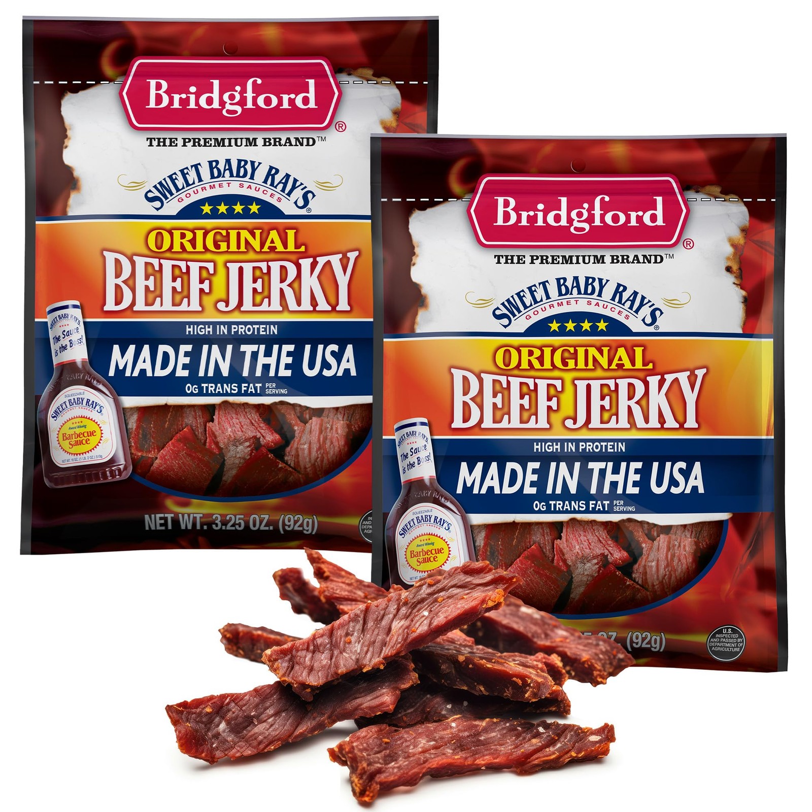 Bridgford Sweet Baby Ray’s Beef Jerky Original 3.25 oz Pack of 2 – 2