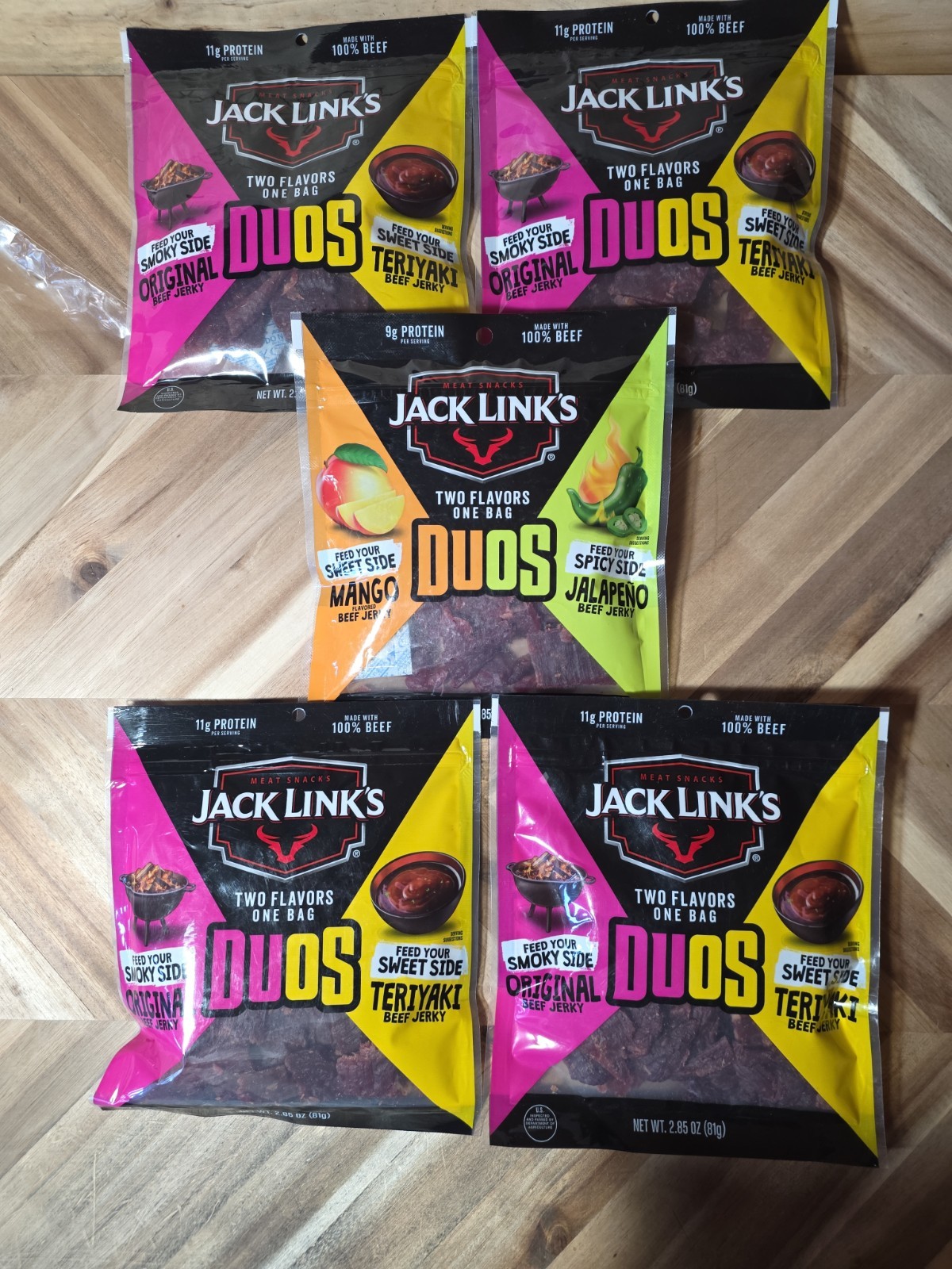 Jack Link’s Dou’s Original / Teriyaki & Mango/ Jalapeno 100% Beef Jerky, 5 Bags
