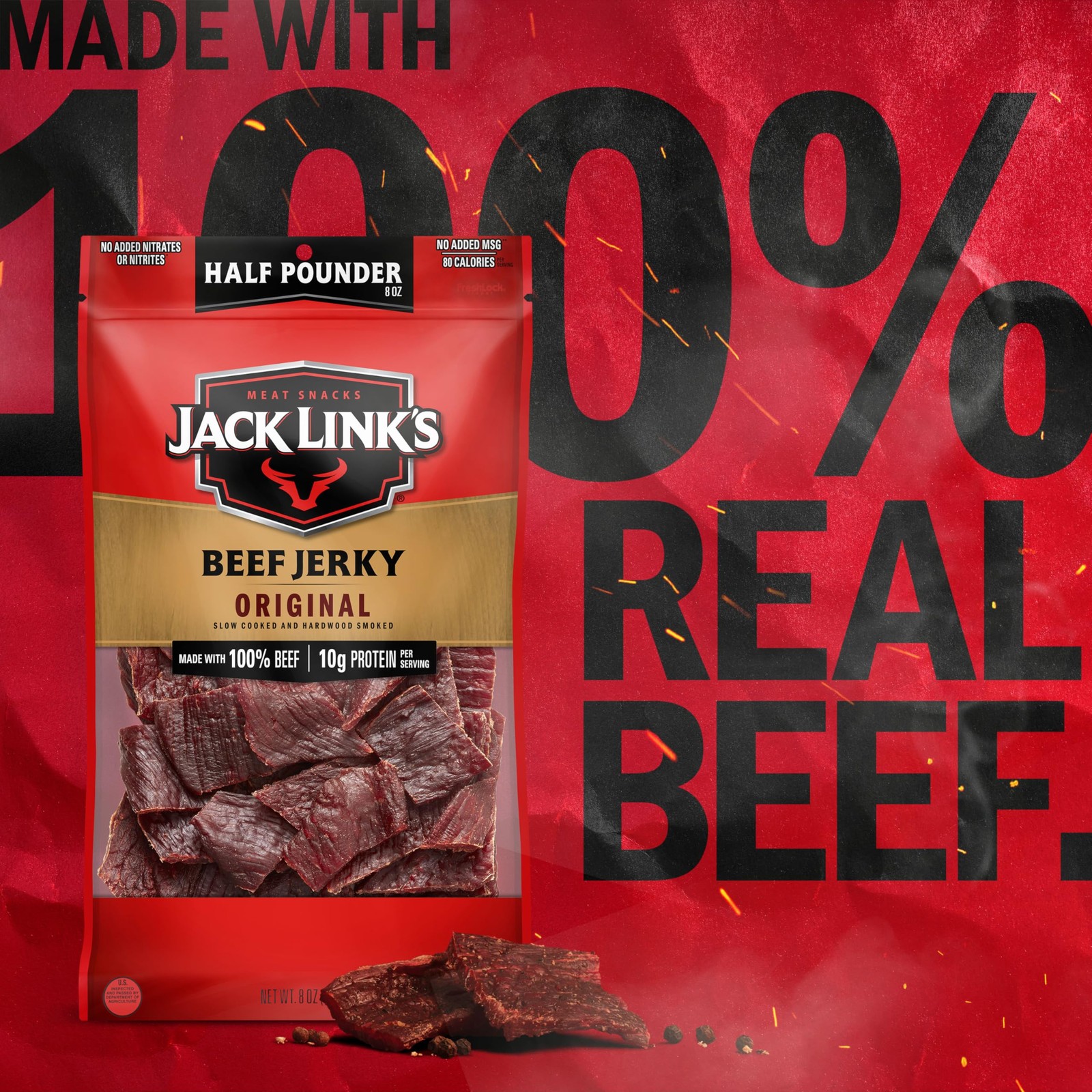 Jack Link’s Beef Jerky Half Pounder – 8 Ounce (Pack of 1), Sweet & Hot