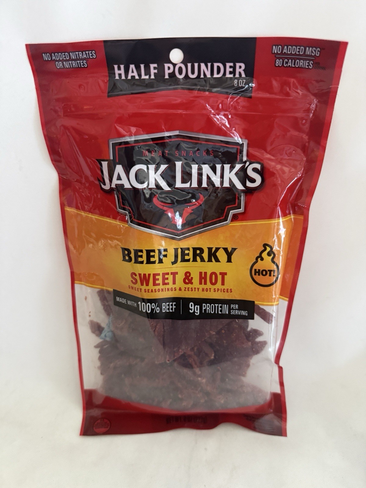 Jack Link’s Beef Jerky, Sweet and Hot – ½ Pounder Bag – New in Sealed Bag.