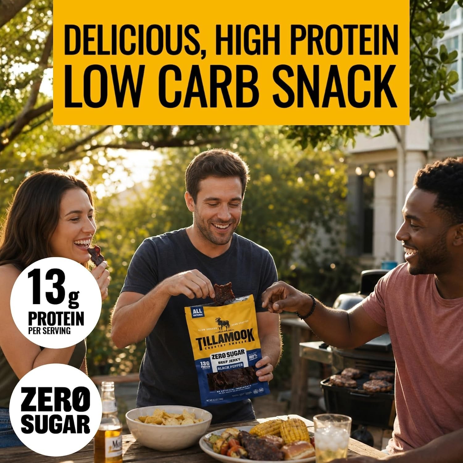 Zero Sugar Beef Jerky Sticks, 6.5 Oz, 14g Protein, Low Carb