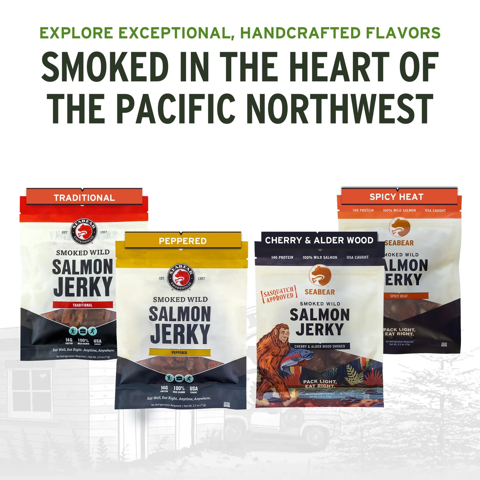 SeaBear Peppered Wild King Salmon Jerky 2-Pack Smoked Salmon Jerky, Wild-Caug…