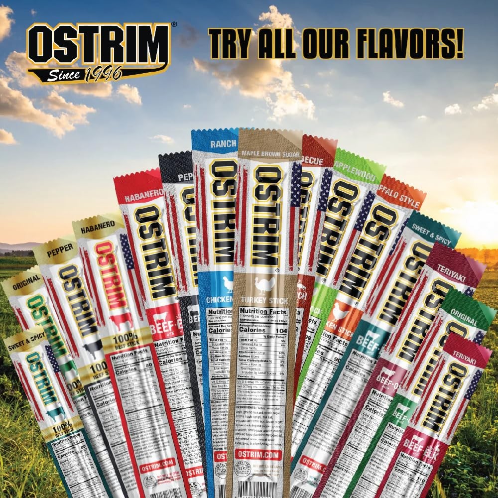 Ostrim Chicken Jerky Snack SticksBuffalo Wing Flavor, 1.5 oz Pack of 10