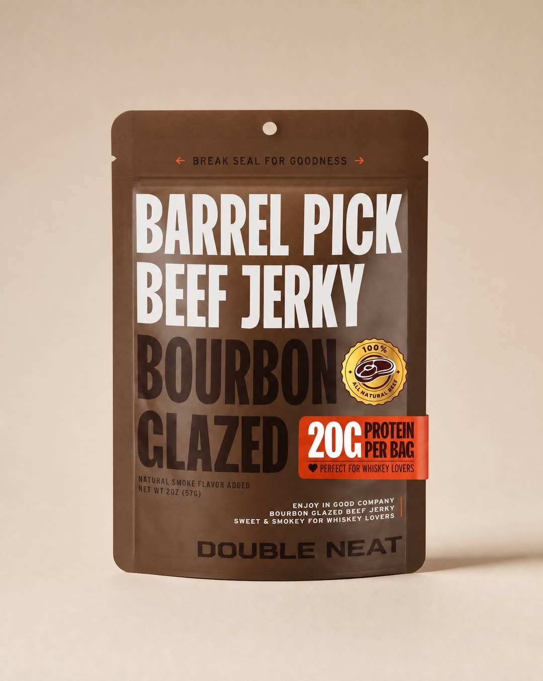 Beef Jerky Bourbon Glazed Sweet Savory Gourmet Snack Alcohol Infused 1 – 2oz.