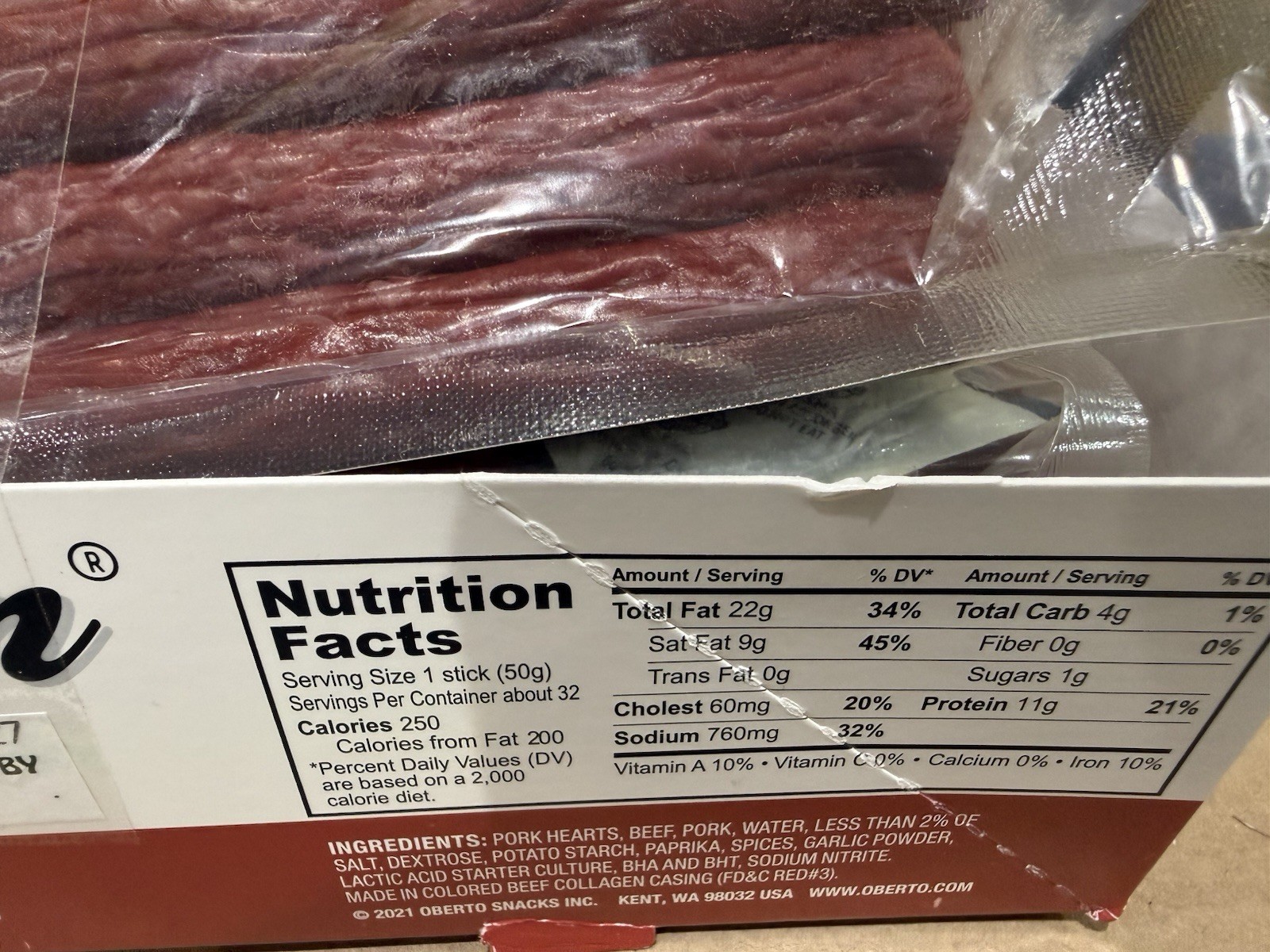 NEW – Large 3 1/2 Lbs Oberto Smoked Sausage Stick, Cocktail Pepperoni