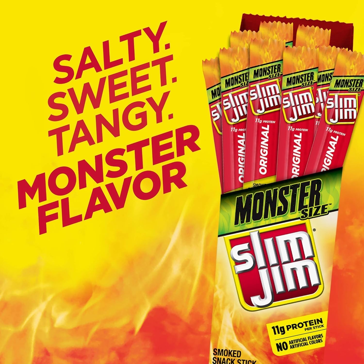 Keto-Friendly Monster Smoked Meat Sticks, 34.92 oz – 18 Individually Wrapped