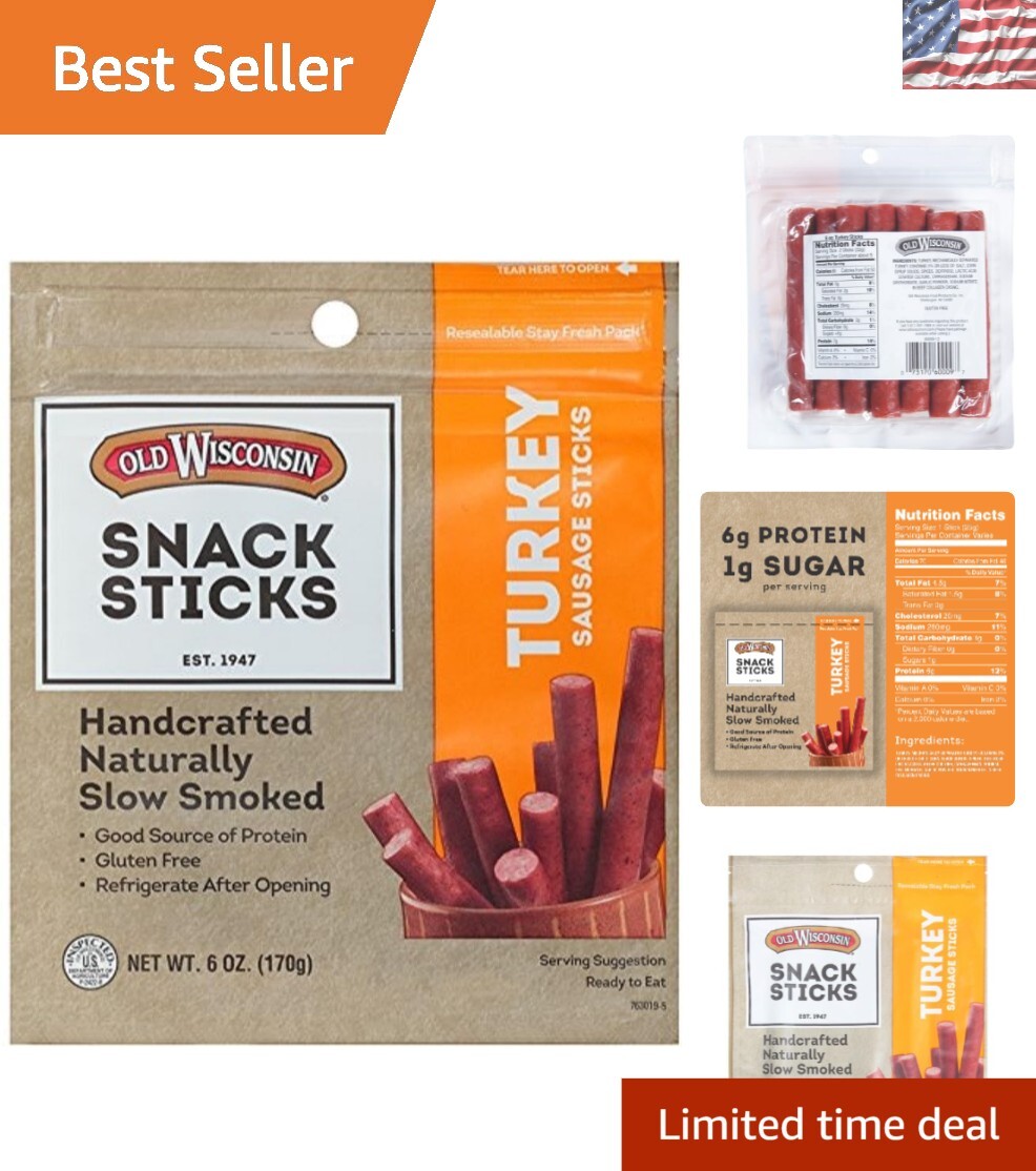 Smoky Flavor Turkey Snack Sticks – Convenient 6oz Resealable Pack for On-the-Go