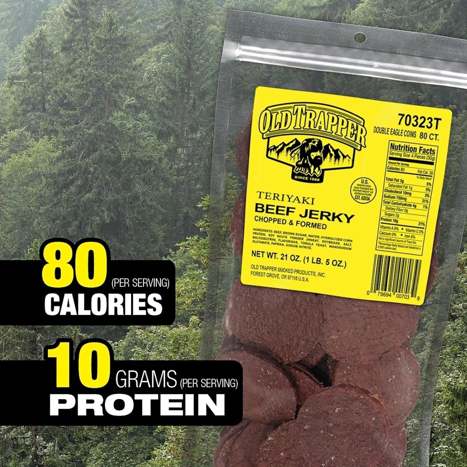 Old Trapper Teriyaki Beef Jerky 80 Count High Protein Snack Natural Smoke NEW,,,