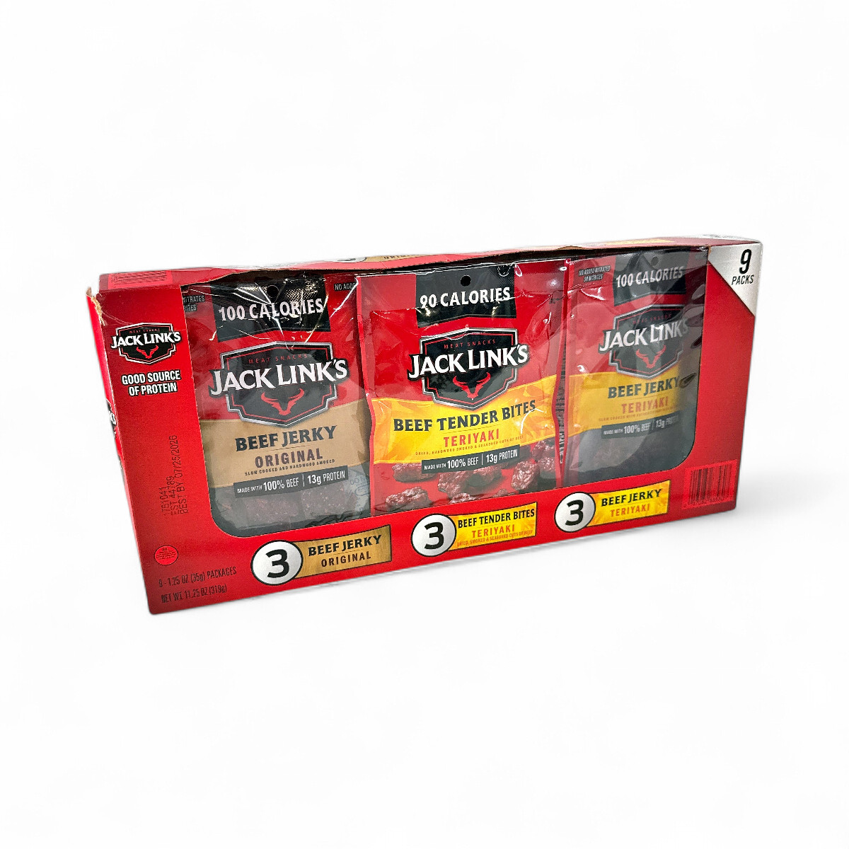 Jack Link’s Beef Jerky, Original + Teriyaki Variety Pack, 1.25 oz – 9 Pack