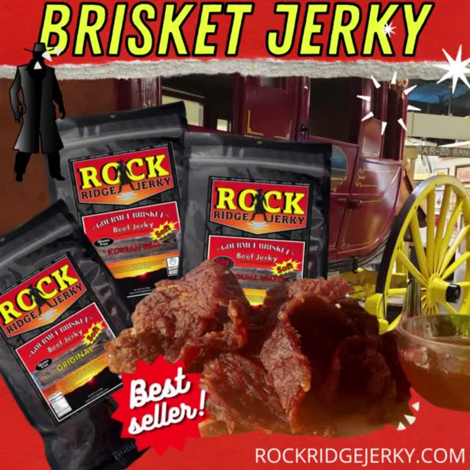 ORIGINAL Brisket beef jerky Big 7oz.bag FRESH smoked weekly