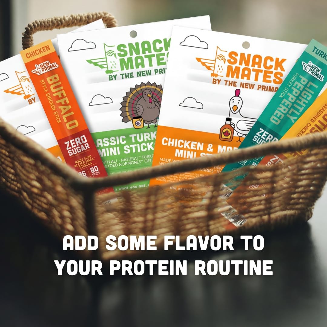 New Primal Lightly Peppered Turkey Sticks, Keto, Gluten Free Healthy Snacks, …