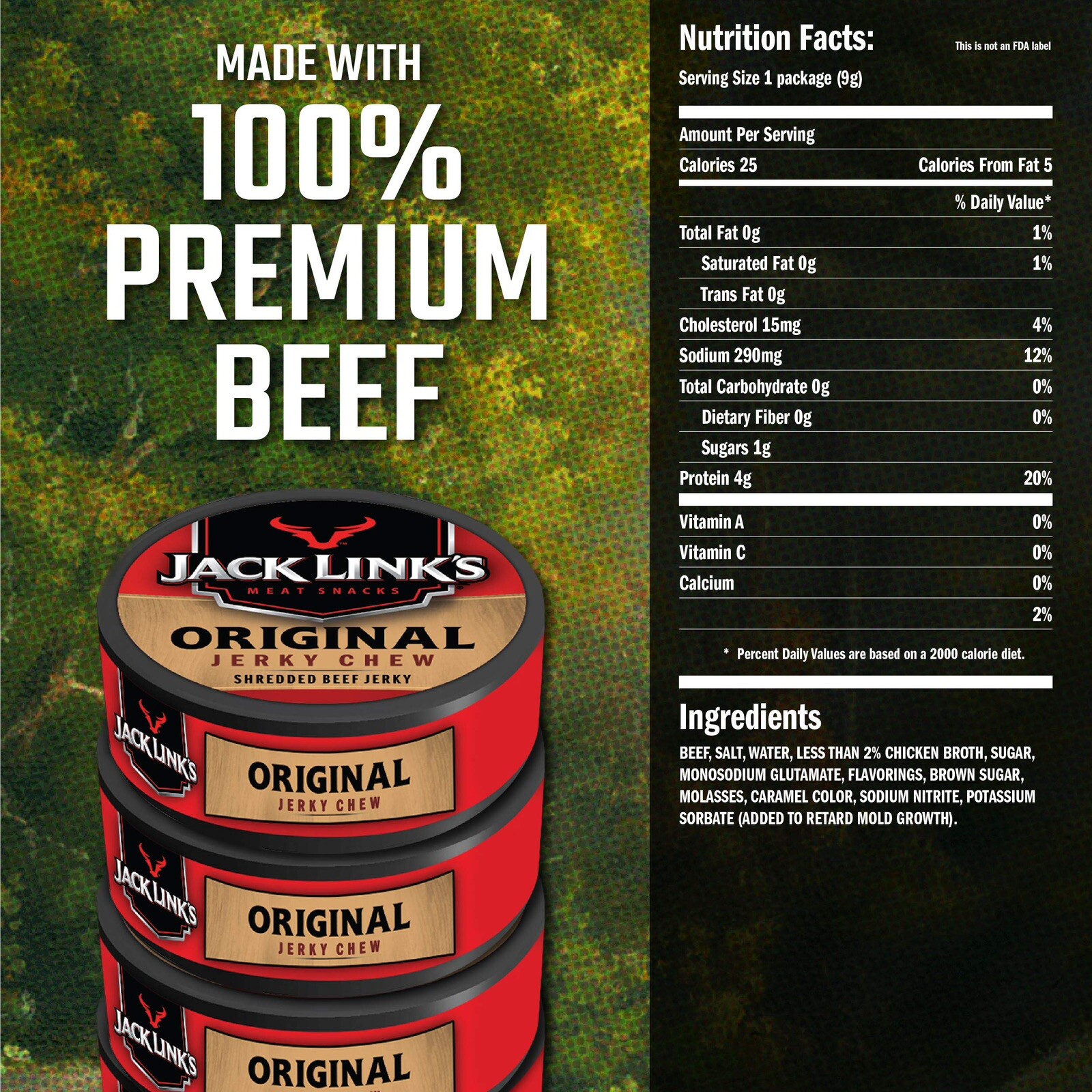 Jack Link’s Beef 🥩 Jerky Chew – 0.32 Oz Per Tin (Pack of 6)