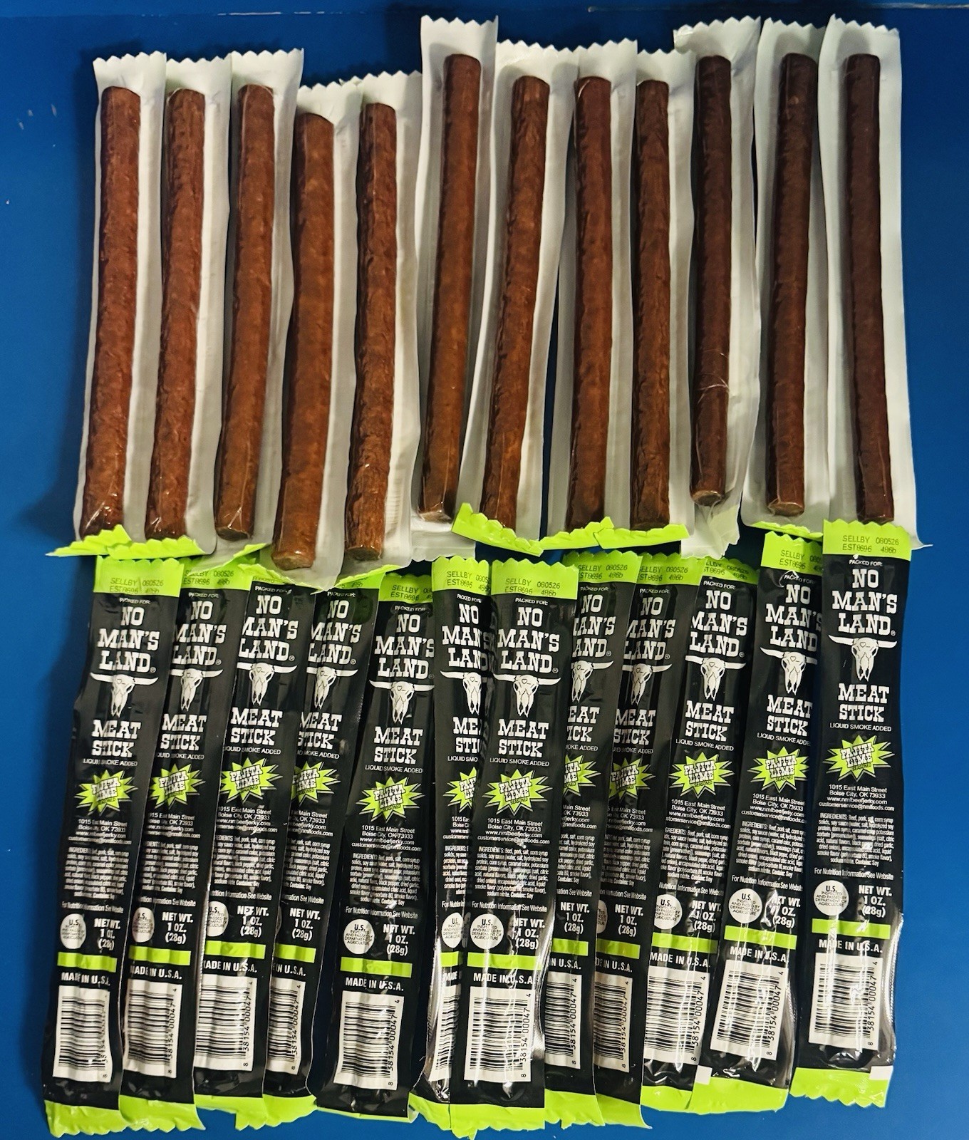 (24) No Man’s Land Hatch Chile Lime Meat Sticks 1 oz. Bulk Lot BB: 8/26