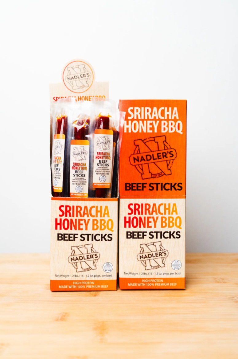 Nadler’s Beef Sriracha Honey BBQ Sticks 16 Pack 1.2oz Premium Meat Snack