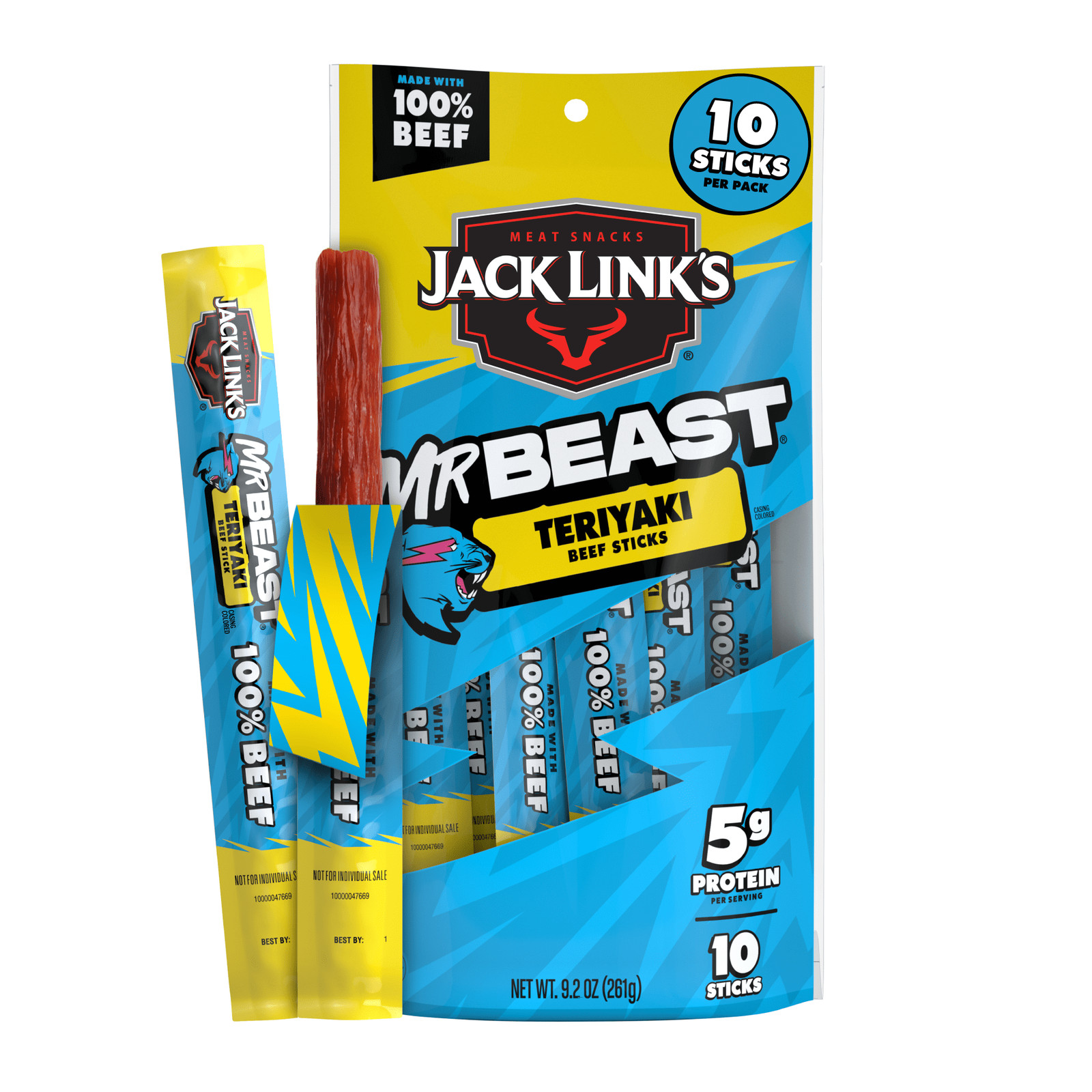 Jack Link’s x MrBeast Teriyaki Beef Sticks – 10ct, 9.2oz Total