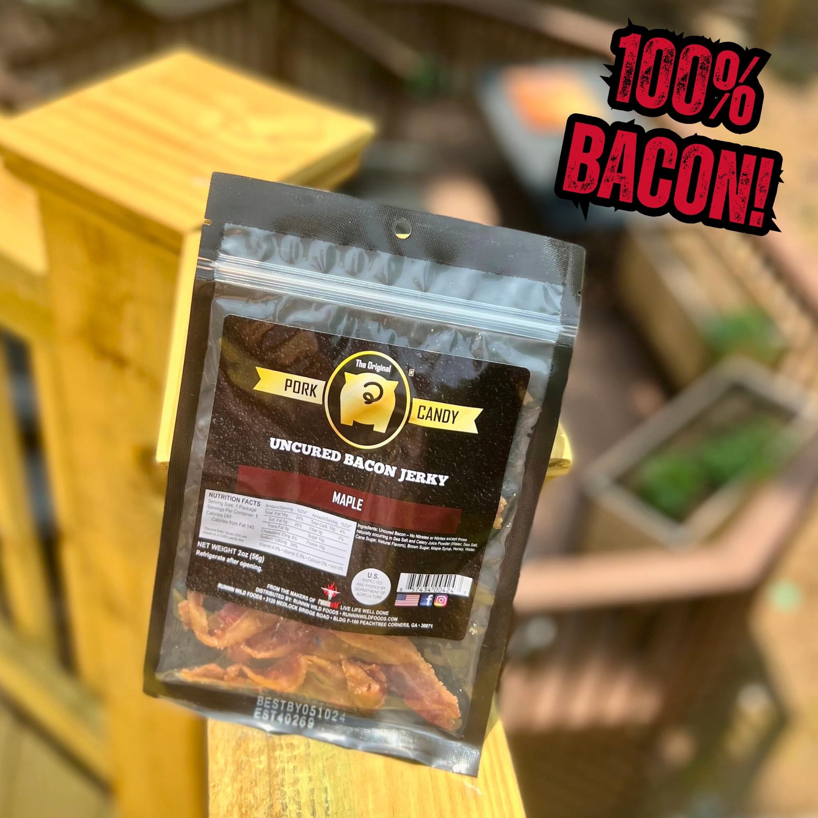 Delicious Maple Bacon Jerky – Made from 100% Real Uncured 2 Ounce (Pack of 2)