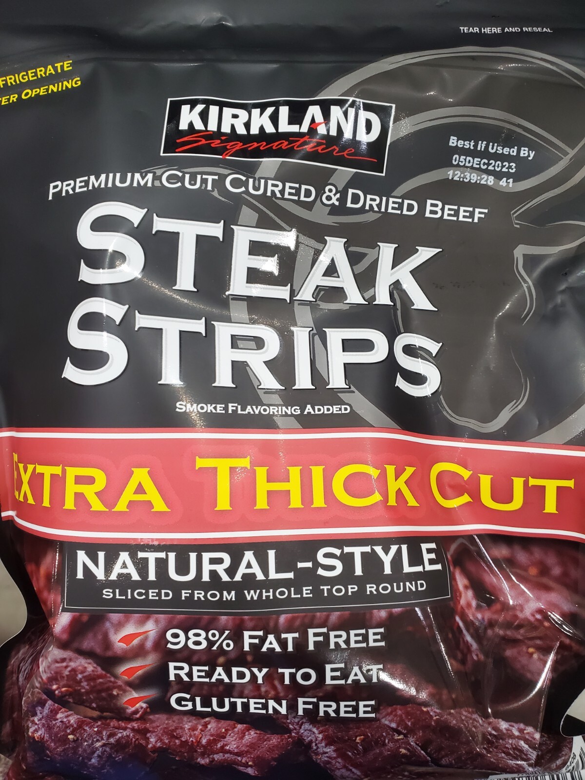 Kirkland Premium Cut Steak Strips Dried Beef Jerky Extra Thick Cut 12 oz