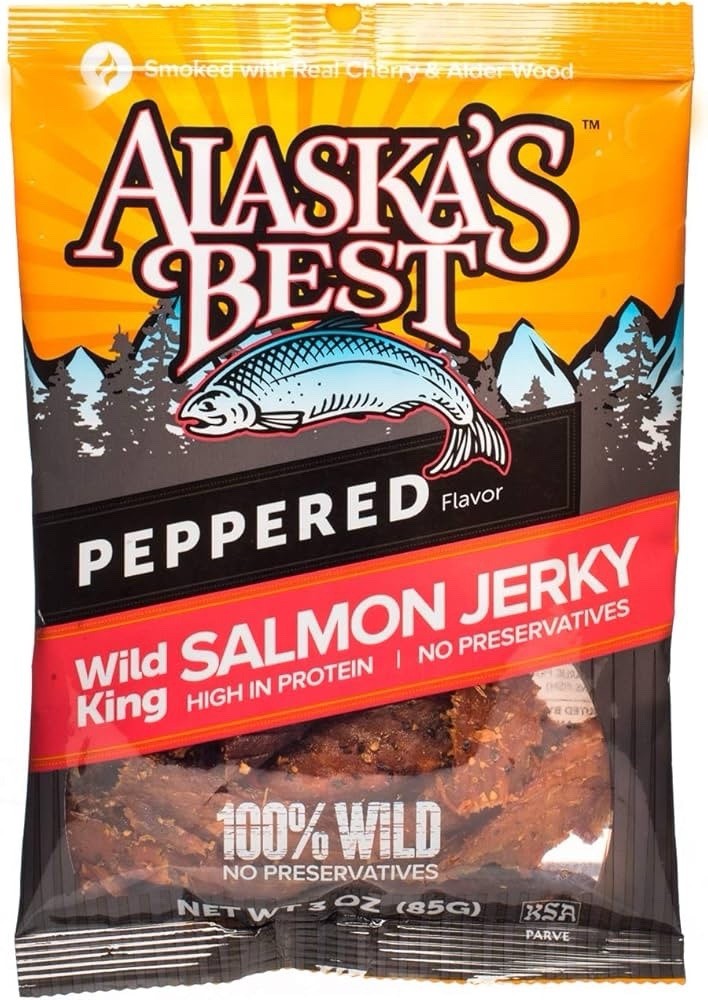 Alaska’s Best Peppered Wild Salmon Jerky Strips-(3) 3 Ounce Packs