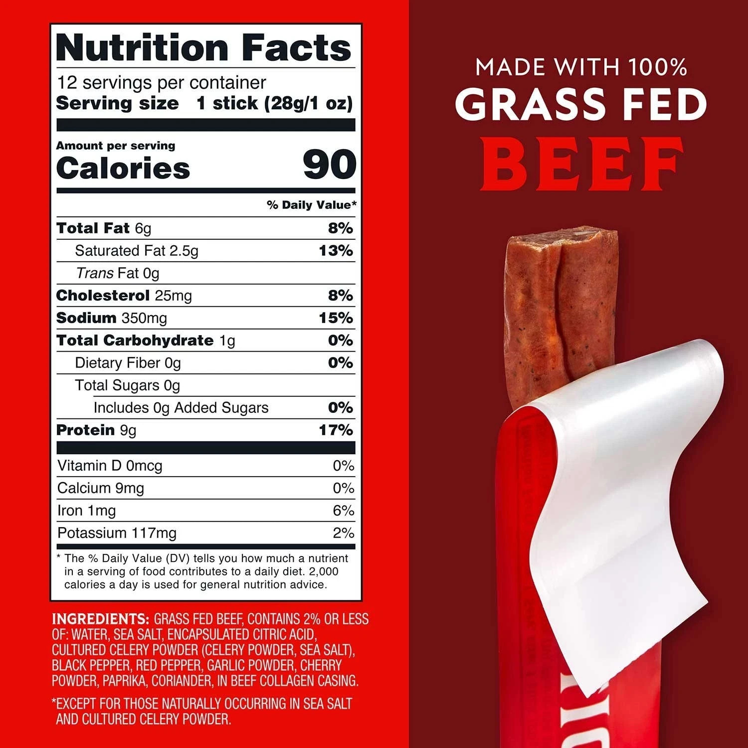 Member’s Mark Original Grassfed Beef Snack Sticks, 1 Ounce (Pack of 12)