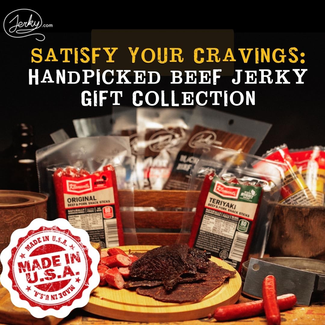 Beef Jerky Variety Pack Gift Box – 21 Pieces, 5 Flavors & Meat Sticks – Perfect