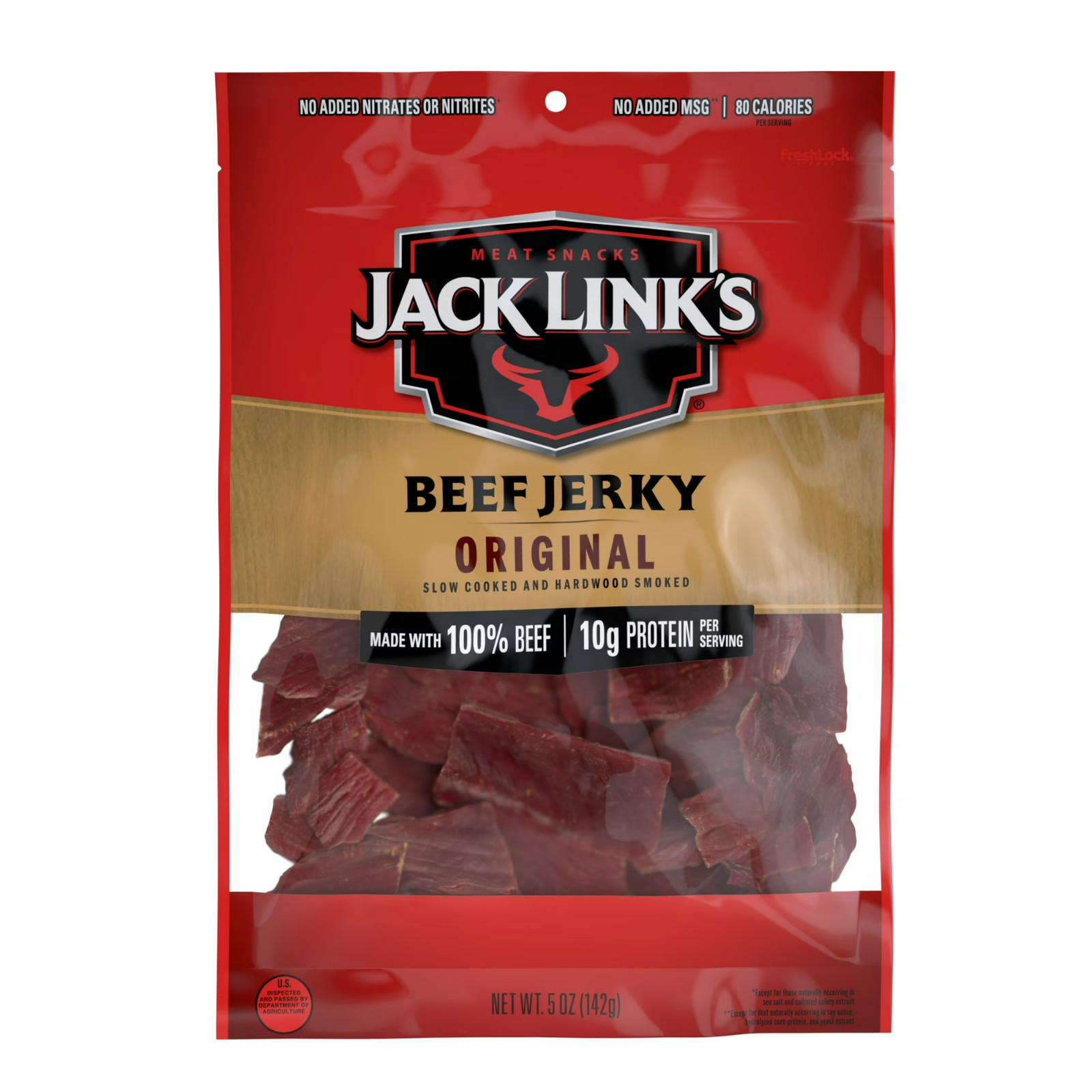 Original Beef Jerky Made With 100 Percent Beef 5 Oz Resealable Bags 2 Pack