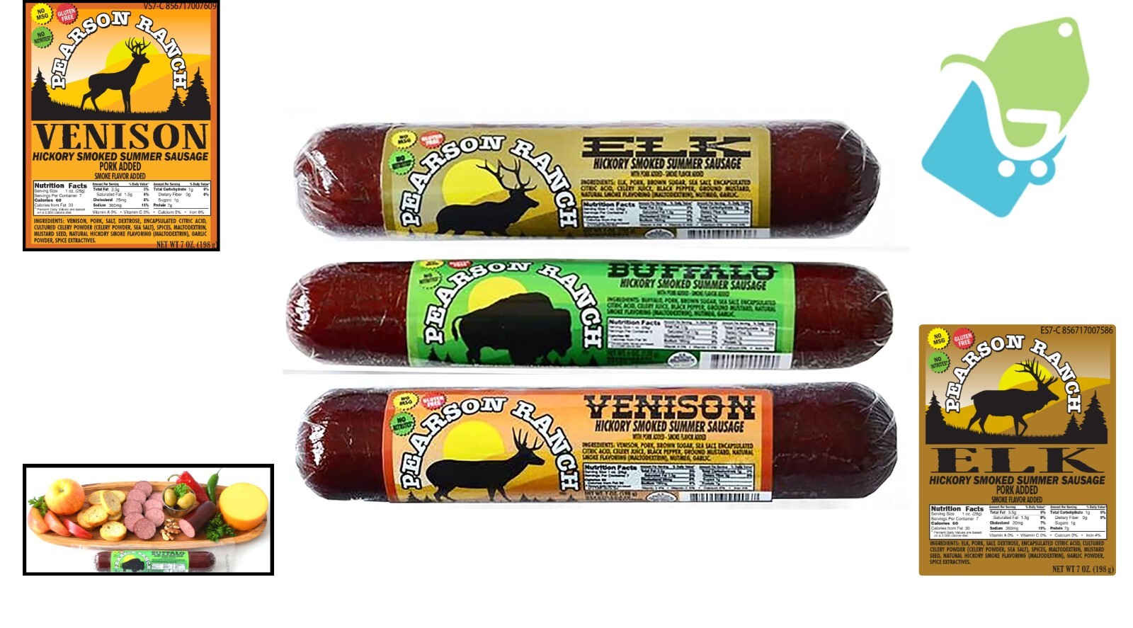 Artisan Game Meat Sausage Variety Pack – 3 Flavors of Elk, Buffalo & Venison