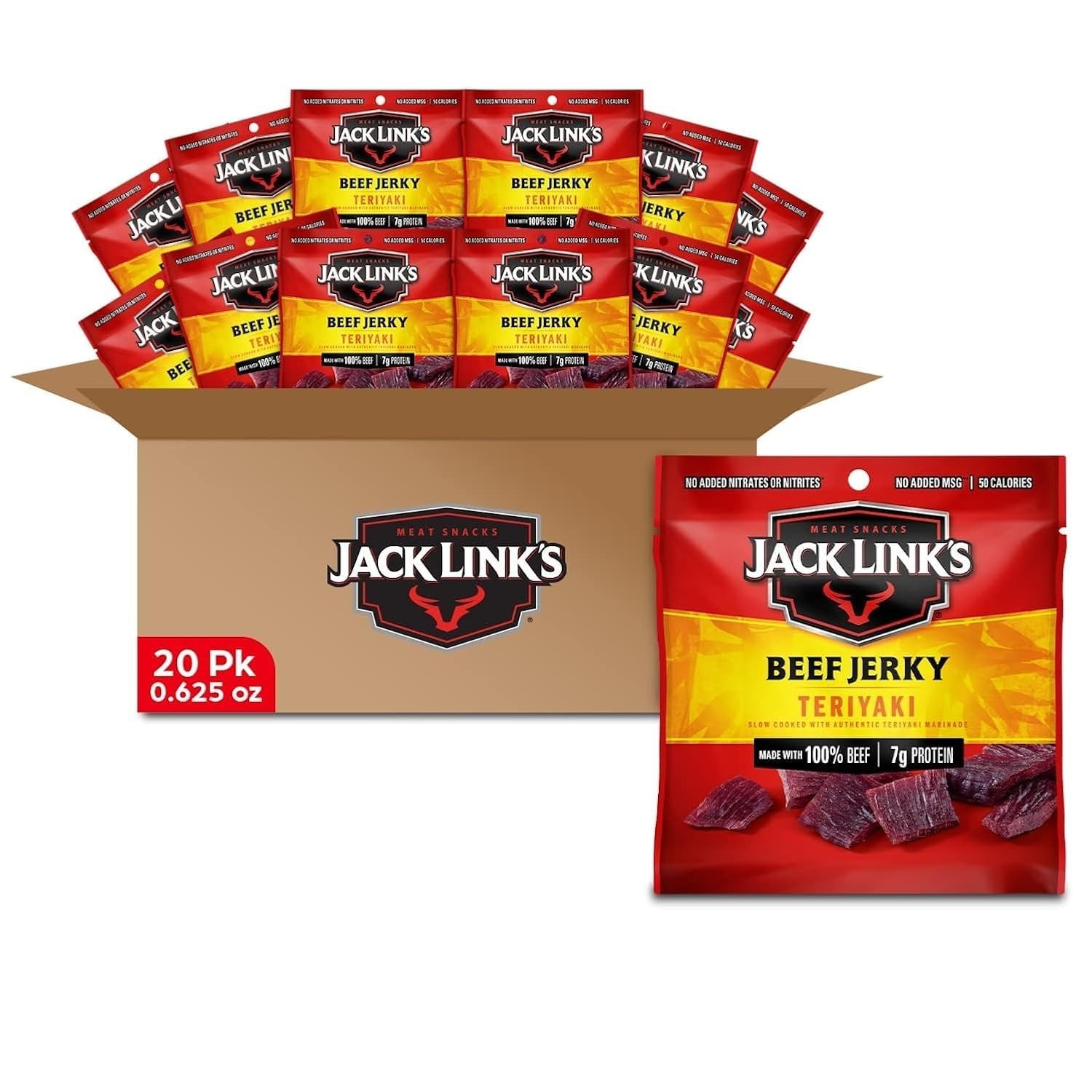 Ready-to-Eat Teriyaki Beef Jerky – 20 Individual Packs with 7g Protein Each