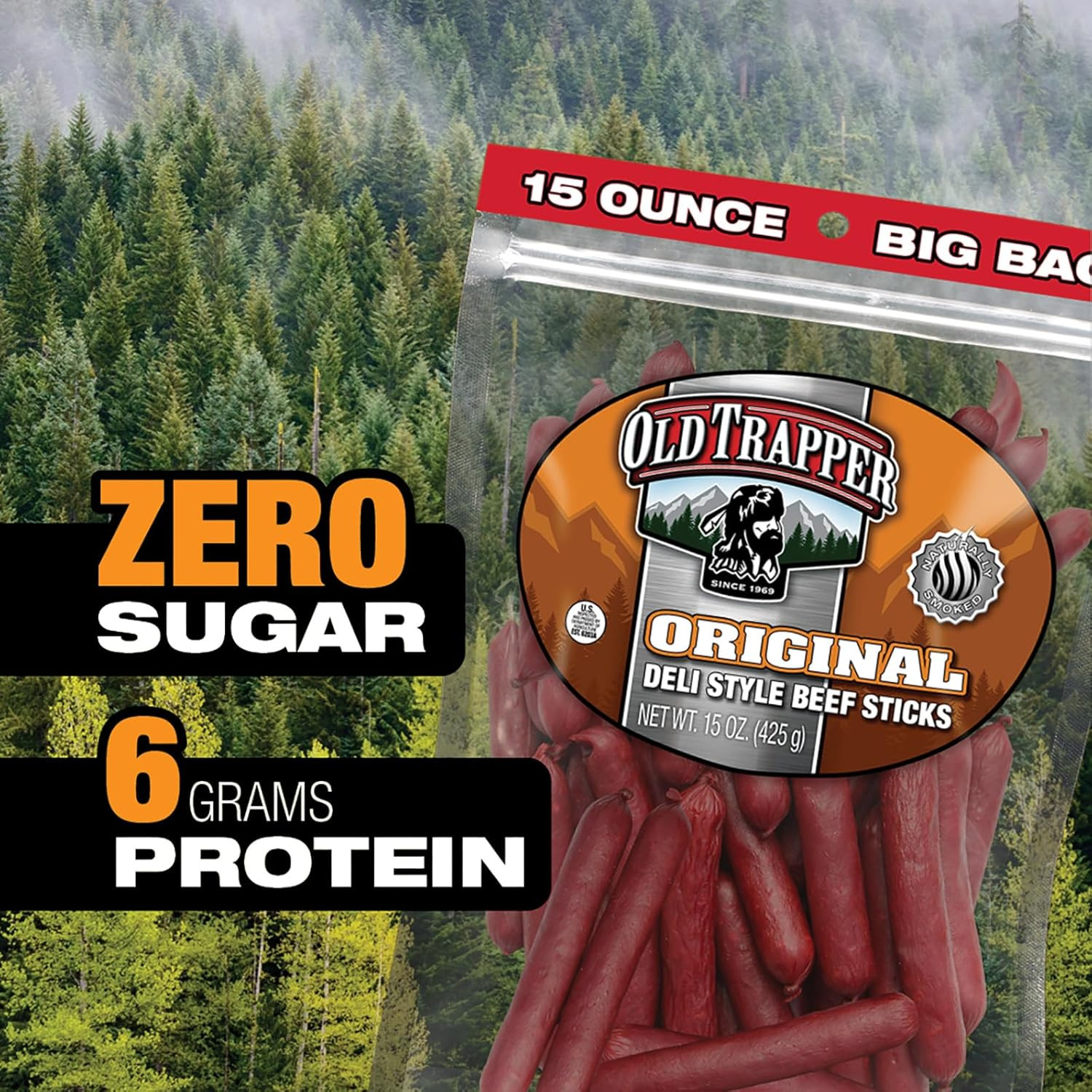 Palitos Res Original Estilo Deli Old Trapper 15oz Snack Proteina 6g Sin Azucar