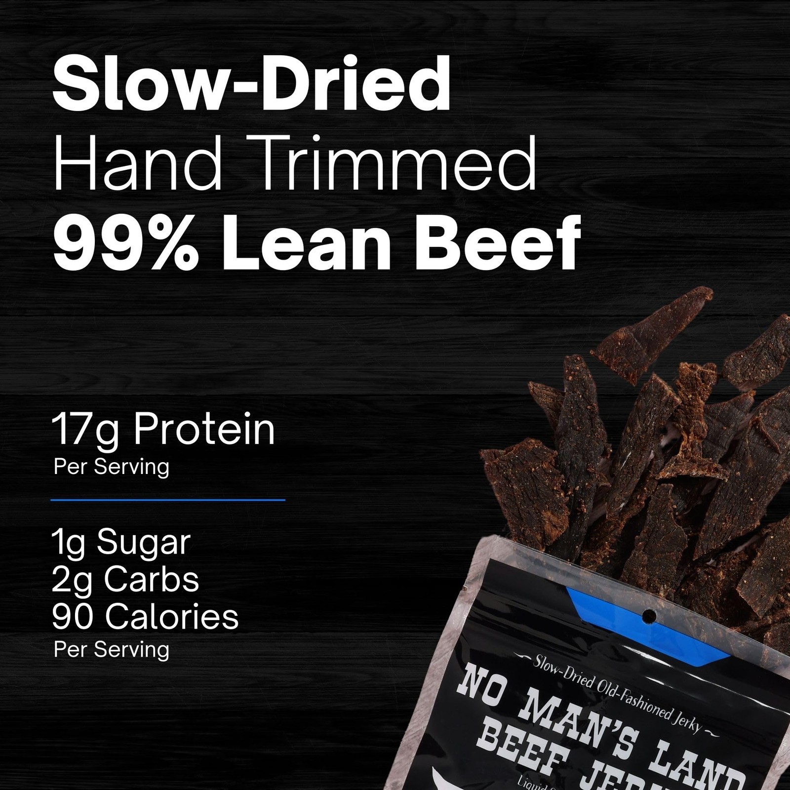 Beef Jerky Black Pepper Slow Dried 8.5oz 16G Protein Low Carb Snack